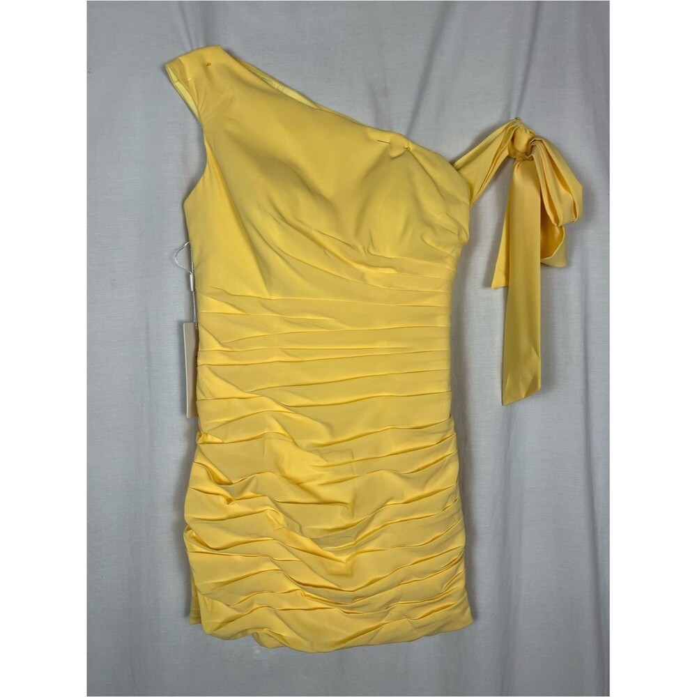 NWT Lavetir Butter Yellow Ruched Mini Dress